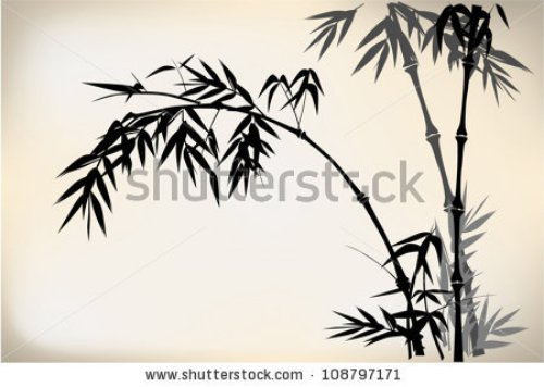 Black Bamboo Tree Tattoo Design